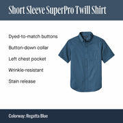 Men's Short Sleeve SuperPro React Twill Button-Down Shirt Deep Black by Port Authority – X-Large, Stain, Deep Black, Model W809