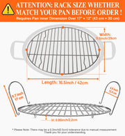 DePango Oval Roasting Rack, Stainless Steel with Handle, 16.5 x 11.5 x 5.5 Inch