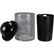36 Gallon Thermoplastic Coated Perforated Receptacle w/Dome Lid by Global Industrial – Steel, Gray, Model 261949GY
