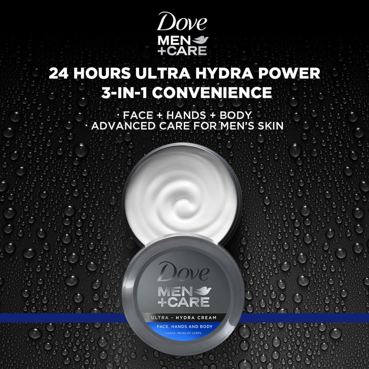 Men+Care 3-in-1 Ultra Hydra Cream for Dry Skin by Dove – 2.53 Fl Oz (Pack of 12), Pack of 12