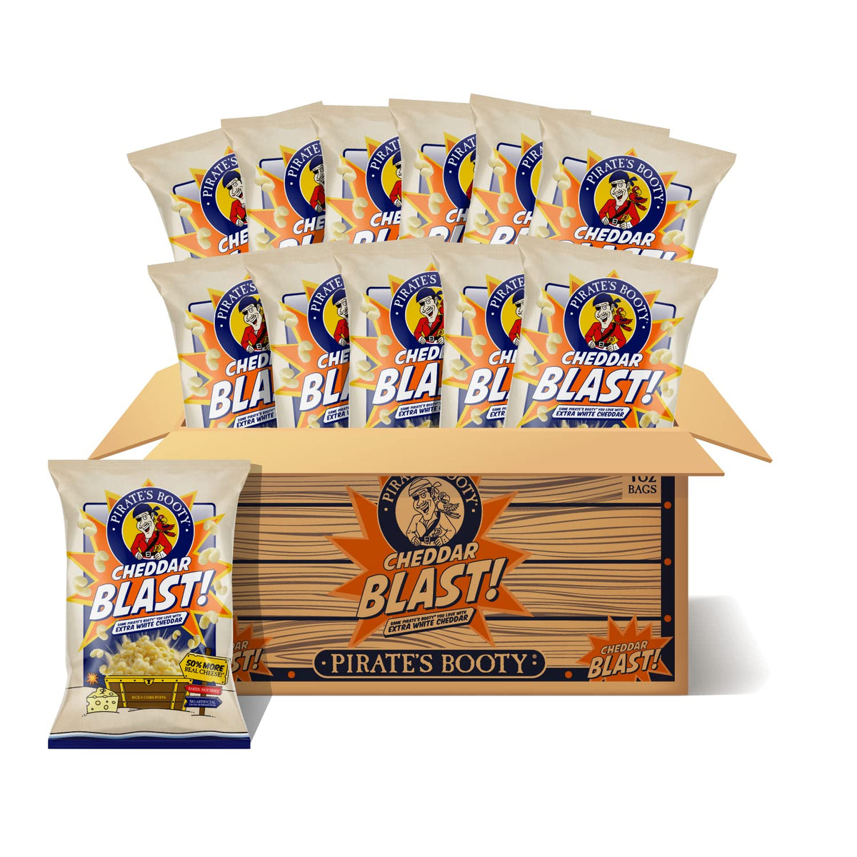 Pirate's Booty Cheddar Blast / 4 Ounce (Pack of 12) / No Color Puffed Snacks