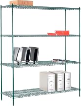 Nexel Poly-Green, 4 Tier, Wire Shelving Starter Unit, 72"W x 21"D x 86"H