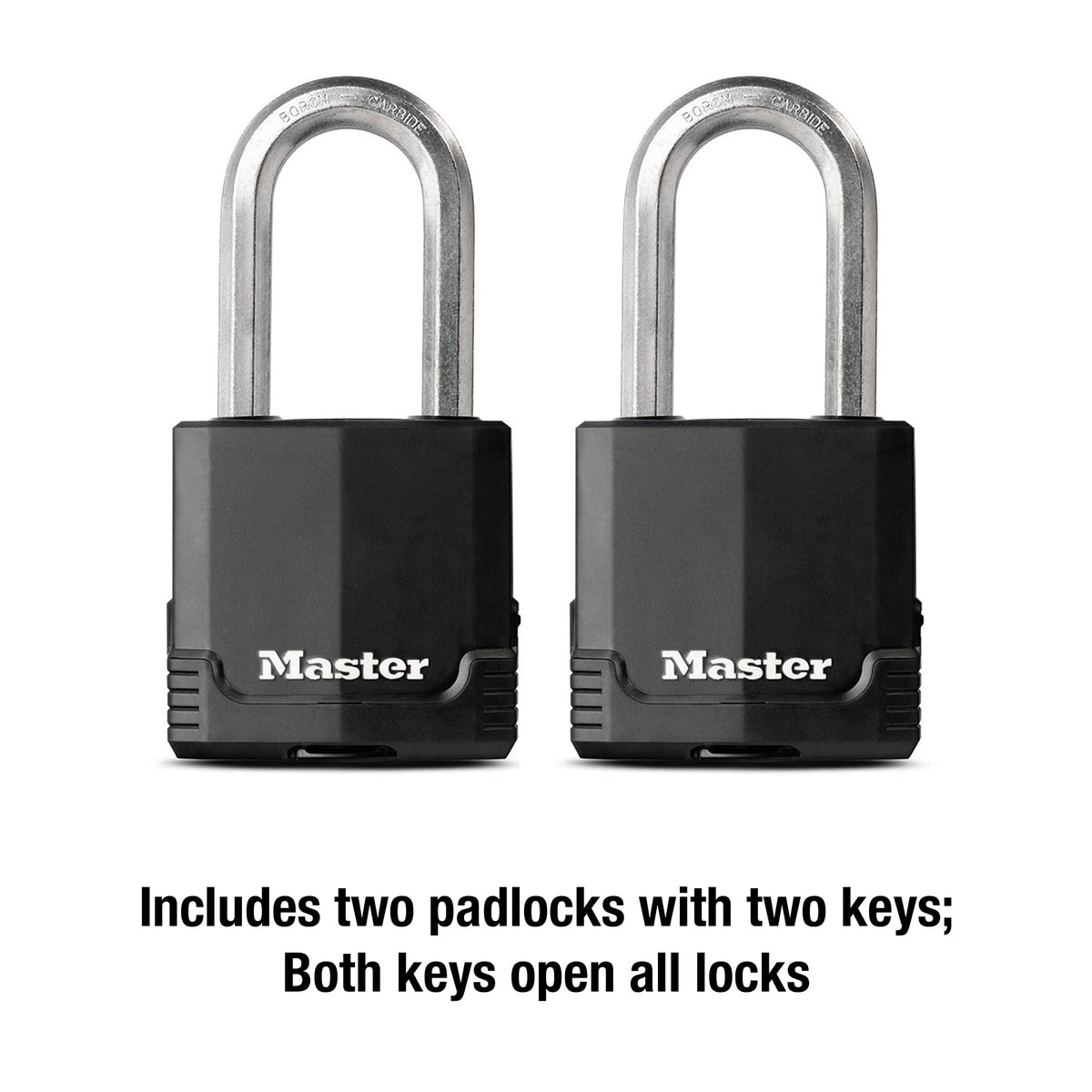 M515XTLH Magnum Heavy Duty Padlock with Key by Master Lock – 2 Pack, Stainless Steel, Black, Model M515XTLHCCSEN