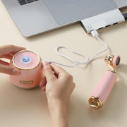 Retro Edition 2-in-1 Rechargeable Fabric Shaver & Lint Roller by SALAV – 8.5in x 3.25in x 3.5in, Plastic, Rose, Model LR-900