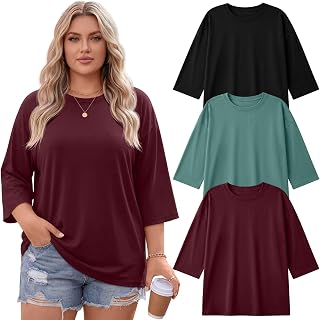 3 Pack Women's Plus Size Oversized Tops