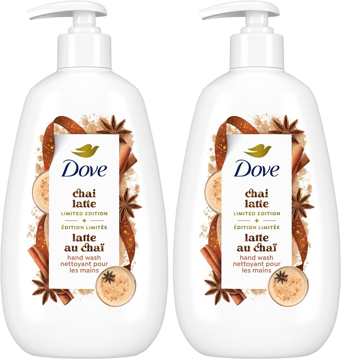 Limited Edition Holiday Treats Liquid Hand Wash for Deep Nourishment Spiced Chai Latte 12 oz (Pack of 2) by Dove – 12 Fl Oz (Pack of 2), Blanco, Pack of 2