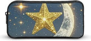 Golden Stars And Moon Large Pencil Case, Durable Pencil Pouch