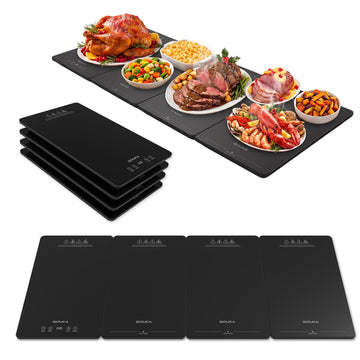 Gouka Electric Warming Tray, 4-Panel Buffet Server, Black