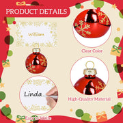 Whaline Christmas Place Card Holders, Red Ball Ornament with Gold Snowflakes, 12 Pack