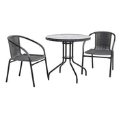 Flash Furniture Clear/Gray / Table + 2 Chair / Contemporary Bistro Sets