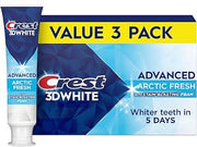 Crest 3D White Advanced Teeth Whitening Toothpaste, Arctic Fresh, 3.3 oz, Pack of 3 (Packaging May Vary)