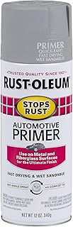 Rust-Oleum Stops Rust Automotive Primer Spray, Flat Light Gray | Rust Resistant, Indoor and Outdoor, Beautiful Finish on Metal, Wood and More, Comfort Tip Sprays from Any Angle, 12 oz,