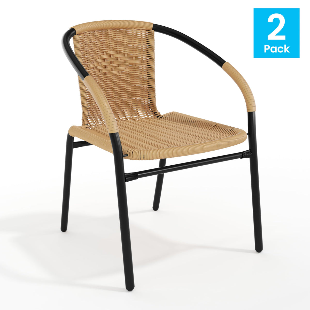 Flash Furniture Beige / Set of 2 / Modern Patio Dining Chairs