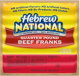 Hebrew National Quarter Pound Beef Franks, 56 Ounce -- 10 per case.