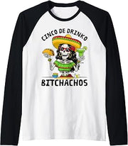 Funny Cinco De Drinko Bitchachos Mexican Let's Fiesta Women Raglan Baseball Tee