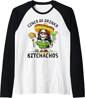 Funny Cinco De Drinko Bitchachos Mexican Let's Fiesta Women Raglan Baseball Tee