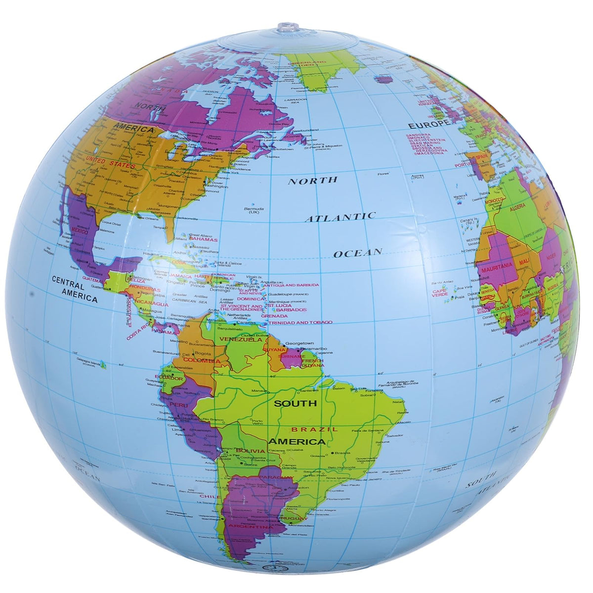 Inflatable Earth Globe Beach Ball PVC Air Inflation English Globe for Geography Teaching by Beavorty – 30.00X30.00X30.00cm/11.79X11.79X11.79", Sky-blue