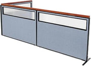 Global Industrial 60-1/4"W x 43-1/2"H Deluxe Freestanding 3-Panel Corner Divider with Partial Window, Blue