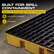 6 Drum Spill Containment Pallet with Forklift Pockets by Eagle – 6 Drum, Plastic, Yellow, Model 1686