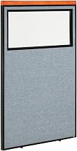 Global Industrial 36-1/4"W x 61-1/2"H Deluxe Office Partition Panel with Partial Window, Blue