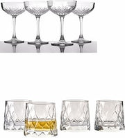 Pasabahce Coupe Cocktail Glasses Set Of 4 And Whiskey Glasses Set Of 4