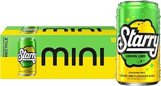 Starry Lemon Lime Soda, Caffeine Free, Mini Cans, 7.5 Fl oz (Pack of 10)