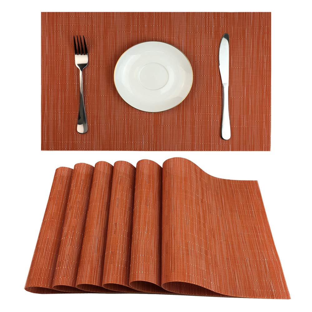 Wazaigur Placemat Set, 17.7 x 11.8 Inches, Orange
