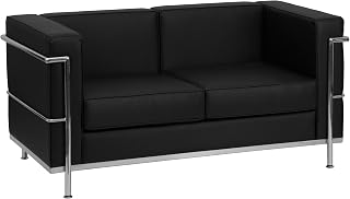 Flash Furniture HERCULES Regal Series Contemporary Black LeatherSoft Loveseat with Encasing Frame | Contemporary, Durable Construction, Commercial Use