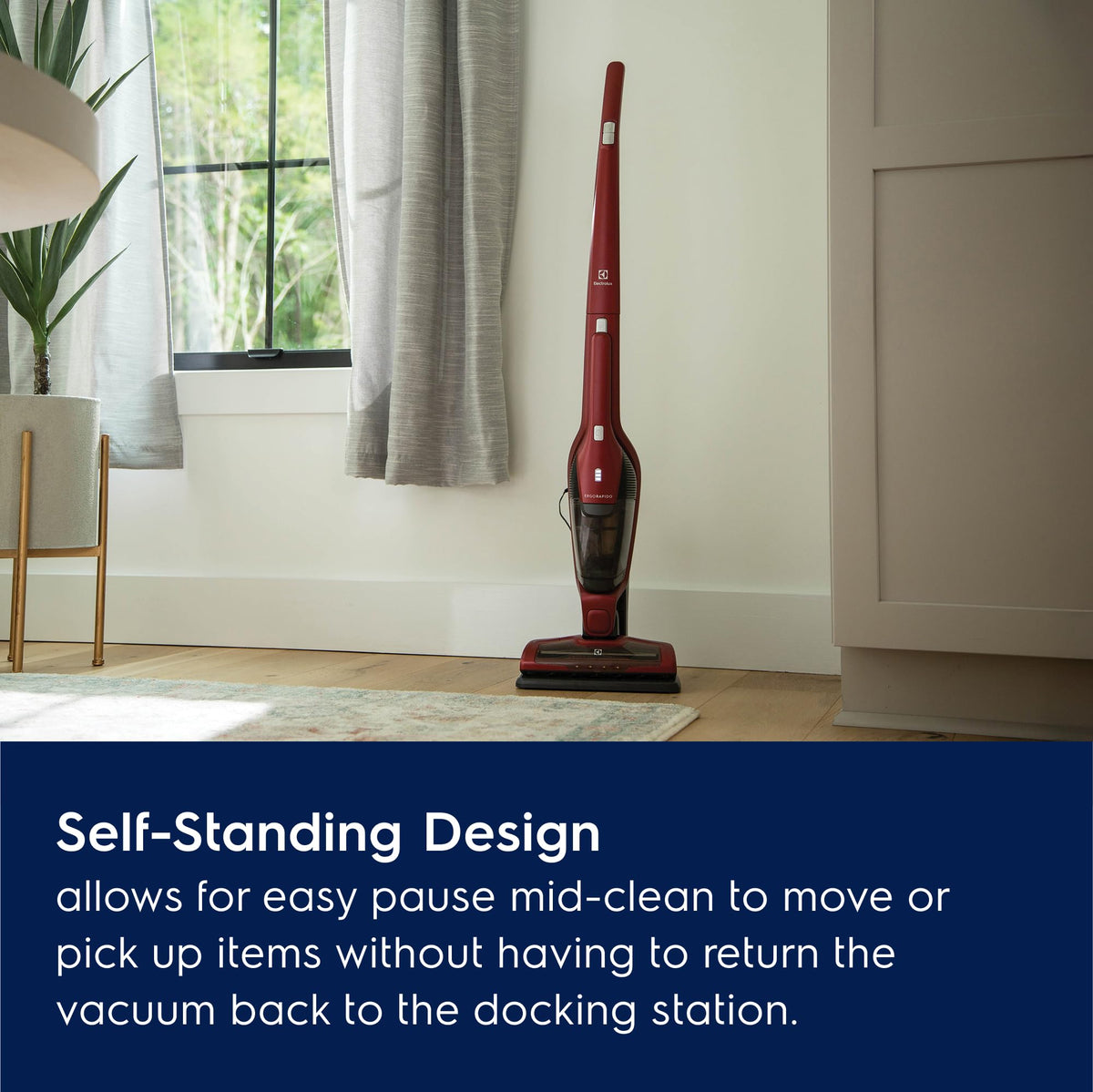 Ergorapido Pet Cordless 2-in-1 Vacuum Cleaner with Motorized Pet Nozzle for Easy Pet Hair Removal by Electrolux – 0.5 liters, Chili Red, Model EHVS3510AR