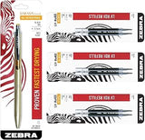 Zebra Technologies Zebra Sarasa Grand, Retractable Gel Ink Pen, Gold Barrel, Medium Point, 0.7mm, Black Ink, 1-Count Bundle with 6 Refills