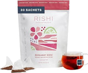 Rishi Tea Bergamot Rose Organic Herbal Sachet Tea Bags, Caffeine Free, 30ct