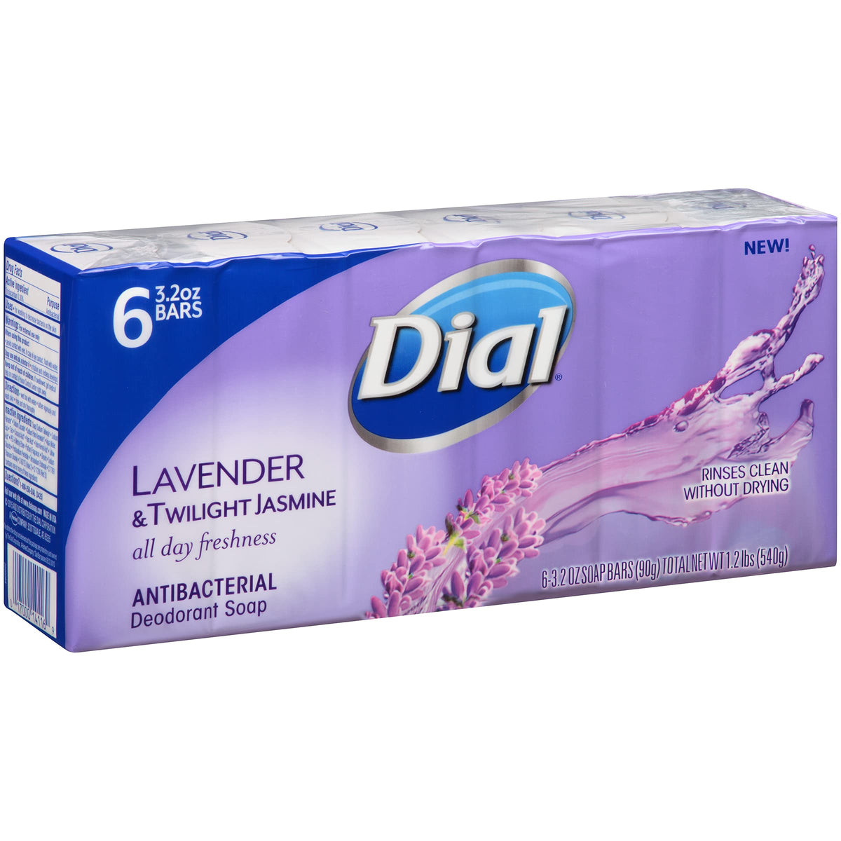 Antibacterial Deodorant Bar Soap by Dial – 3.2 Ounce (Pack of 6), Pack of 6, Model 2342976