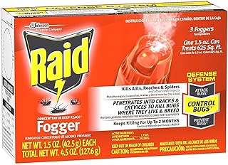 Raid Max Fogger, Insect Killer for Mosquito, Ant, Roach, Spider, Flea, For Indoor Use, 2.1 oz, 3 Count