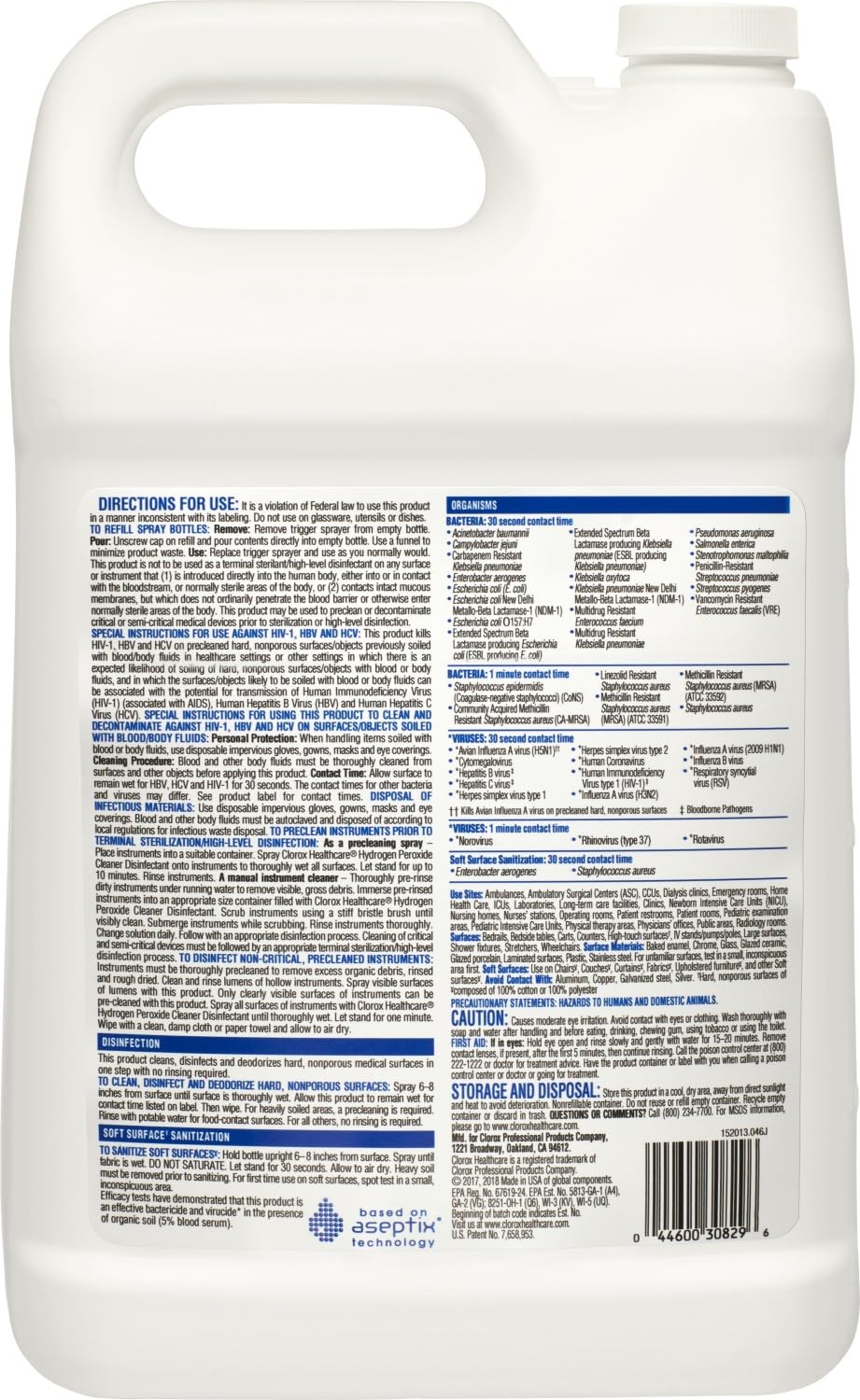 Healthcare Hydrogen Peroxide Cleaner Disinfectant Refill by Clorox – 128 Fl Oz (Pack of 1), Bamboo, Clear, Model 30829