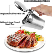 Dikedon Double Wall Gravy Boat, 16 oz Insulated Stainless Steel with Hinged Lid, Silver