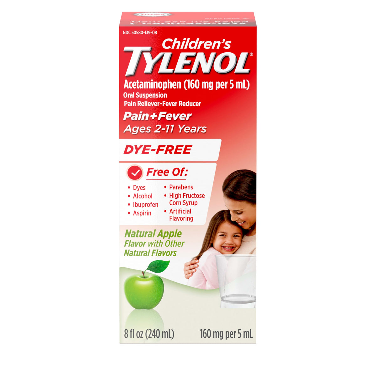 Tylenol Natural Apple Dye Free / 8 Ounce Acetaminophen