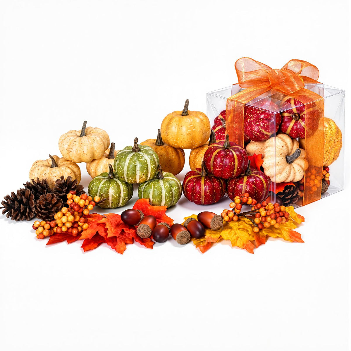 Keeplush Artificial Pumpkins and Fall Accents, 30 Piece Assorted Set, Multicolor