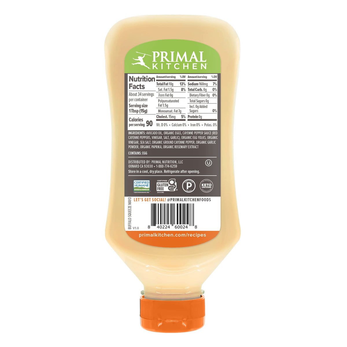 Primal Kitchen Buffalo / 17 Fl Oz (Pack of 1) / 1 Mayonnaise