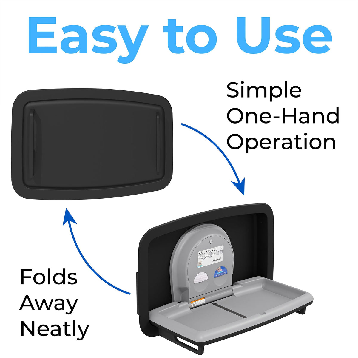 Baby Changing Station Horizontal Recessed-Mounted by Koala Kare – Matte Black, Model KB310-SSRE-MBLK