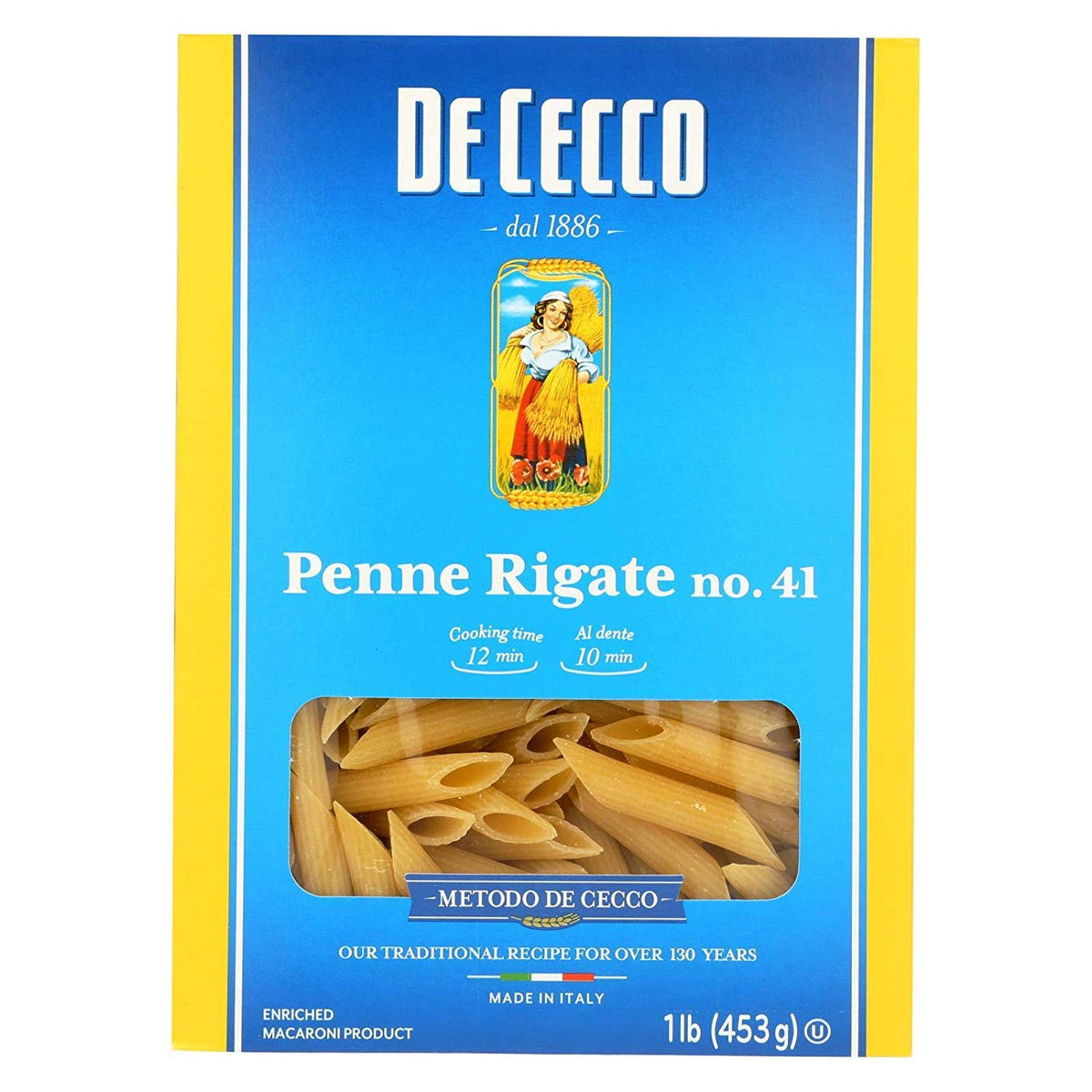 Pasta Penne Rigate by De Cecco – 16 Ounce (Pack of 12), Pack of 12, Model 00008627