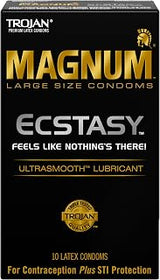 TROJAN Magnum Ecstasy Large Size Lubricated Condoms, 10 Count