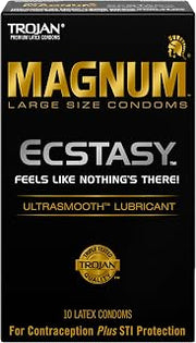 TROJAN Magnum Ecstasy Large Size Lubricated Condoms, 10 Count