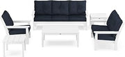 Polywood Vineyard Deep Seating Set, White/Marine Indigo