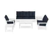 ® Vineyard Deep Seating Set by Polywood – 1, High Density Polyethylene, White / Marine Indigo, Pack of 6, Model PWS316-2-WH145991