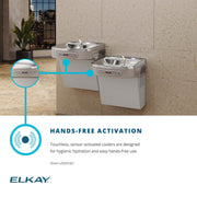 Versatile Cooler Wall Mount Bi-Level by Elkay – Sensor-Activated, Stainless Steel, Light Gray Granite, Model EZOOSTL8LC