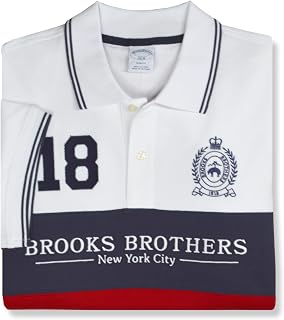 Brooks Brothers Mens Slim Fit Mesh Pique Colorblock Short Sleeve Polo Shirt,
