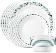 Corelle Spring Blossom Teal 18-Piece Round Dinnerware Set, Service for 6