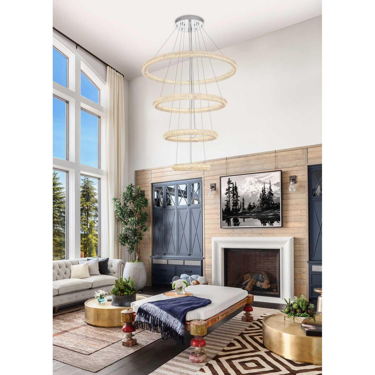 Bowen LED Chandelier Chrome by Lighting Design – Iron and Crystal, Chrome, Model 3800G41C