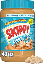 SKIPPY Creamy Peanut Butter, Plant Based Protein, 40oz x1