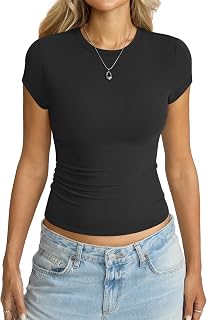 Womens Cap Sleeve Tops Basic Casual Short Sleeve Crewneck Shirts